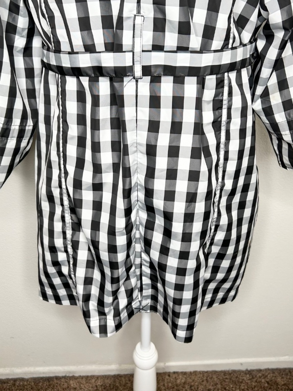Lane Bryant Womens Black & White Plaid Tie-Waist Rain Coat Jacket Size 22/24 - Picture 7 of 9